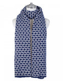 Navy And White Geometric Scarf