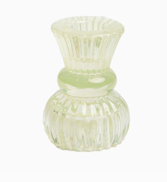 Small Light Green Glass Candle Holder