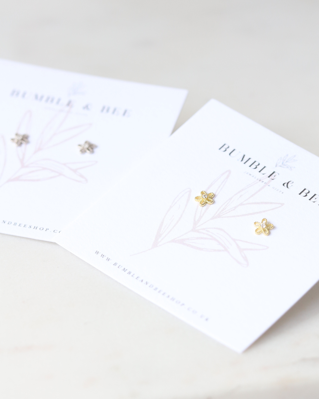 Sparkle Daisy Stud Earrings in Sterling Silver / Gold