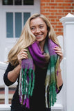 Purple/Green Chunky Check Scarf