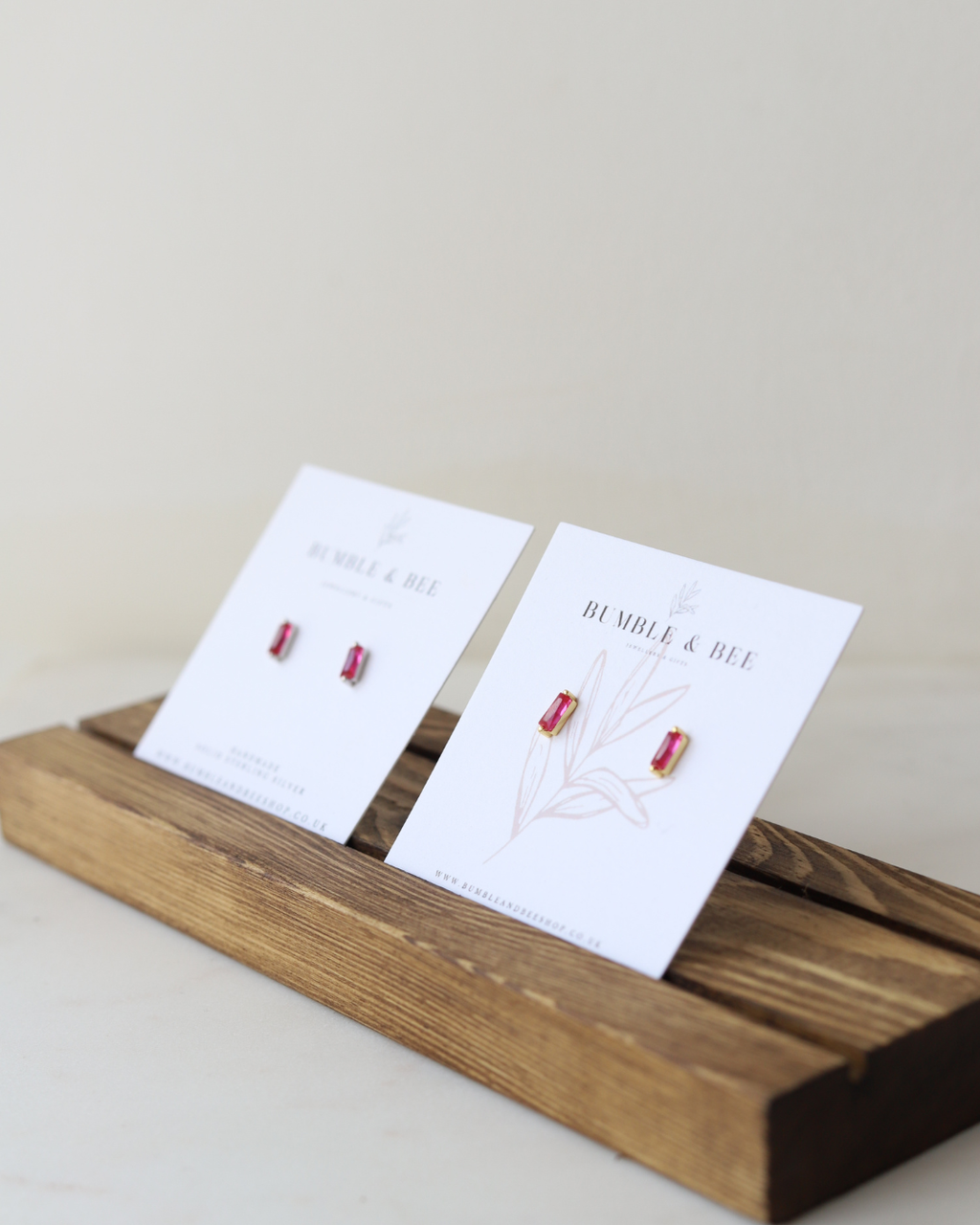 Rectangle Sparkle Stud Earrings in Sterling Silver/ Gold