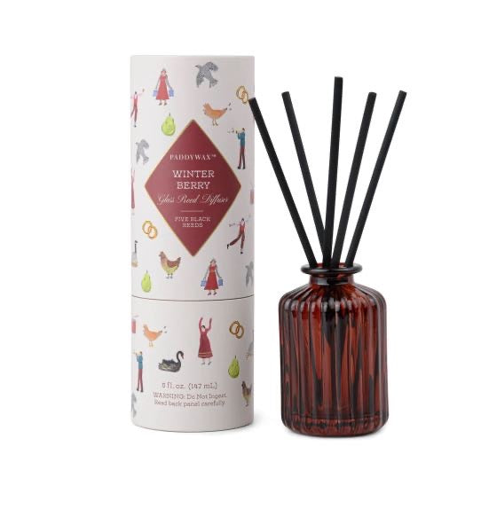 Christmas Ribbed Red Glass Diffuser - Winter Berry