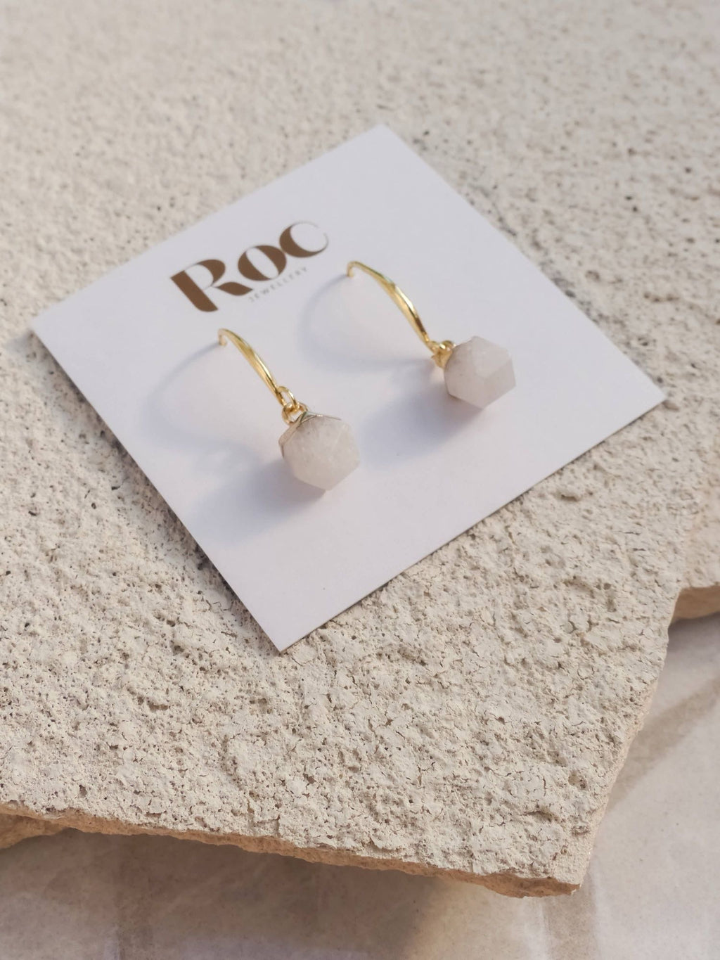 Jade Nugget Gold Plated Gemstone Crystal Earrings