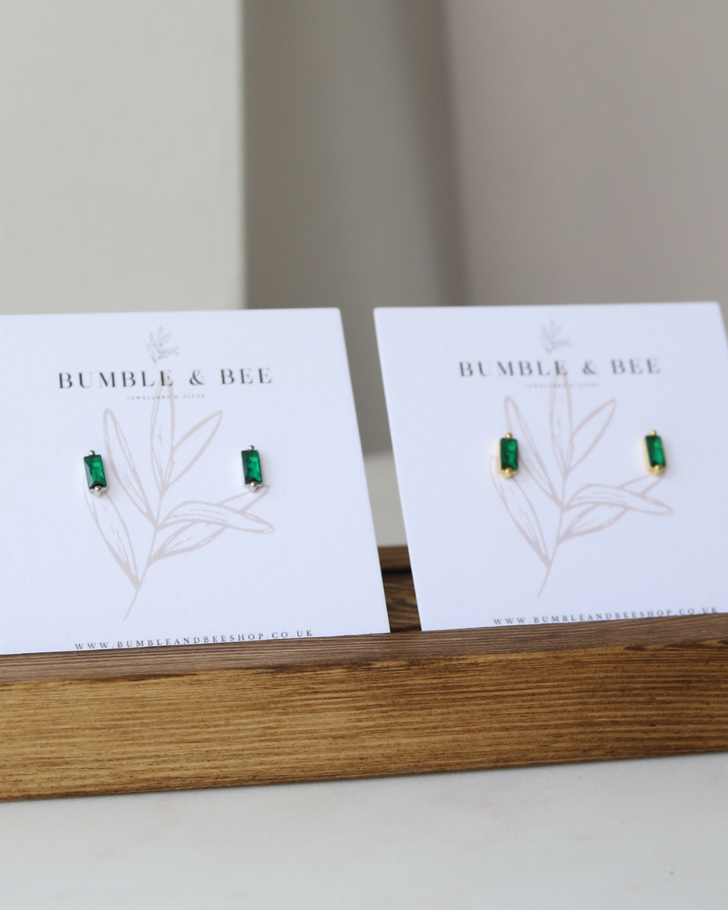 Rectangle Sparkle Stud Earrings in Sterling Silver/ Gold