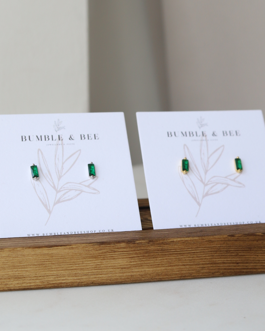 Rectangle Sparkle Stud Earrings in Sterling Silver/ Gold