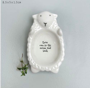 East of India Sheep Flat Dish - Love ewe to the moon and back