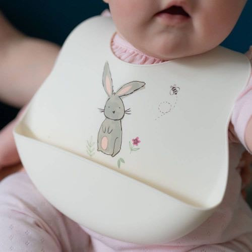 Silicone Baby Bib with Food Catcher – Bunny Design Waterproof Weaning Bib