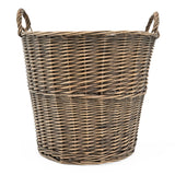 Round log basket with handles