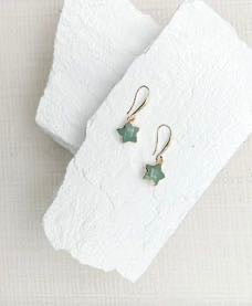 Aventurine Star Gold Plated Gemstone Crystal Earrings