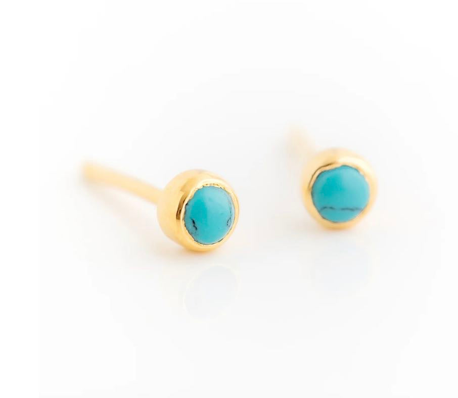 Gold tiny gemstone stud earrings 