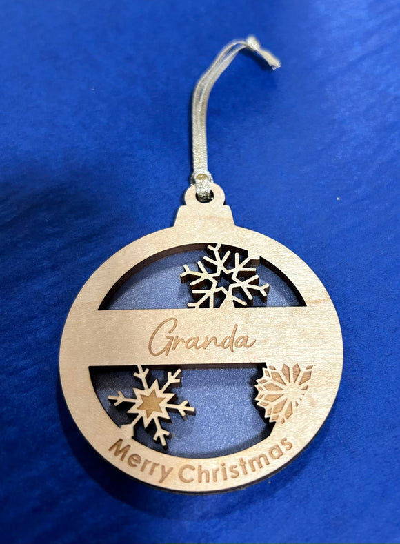 Granda Wooden Merry Christmas Bauble