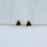 Black Ceramic Triangle Studs With Gold Lustre