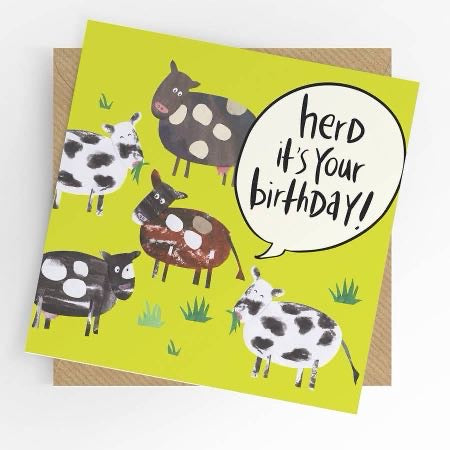 Herd It's Your Birthday! Funny Cow Pun Birthday Greeting Card