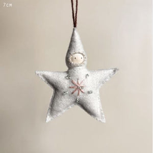 Small Cream Felt Baby Star Hanging Decoration