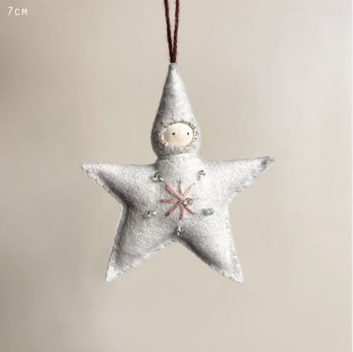 Small Cream Felt Baby Star Hanging Decoration
