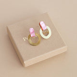 Around Brass Stud Earrings