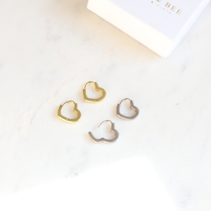 Heart Huggies Sterling Silver | 18k Gold