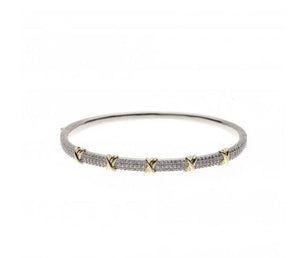 Silver & Gold Cubic Zirconia Bangle