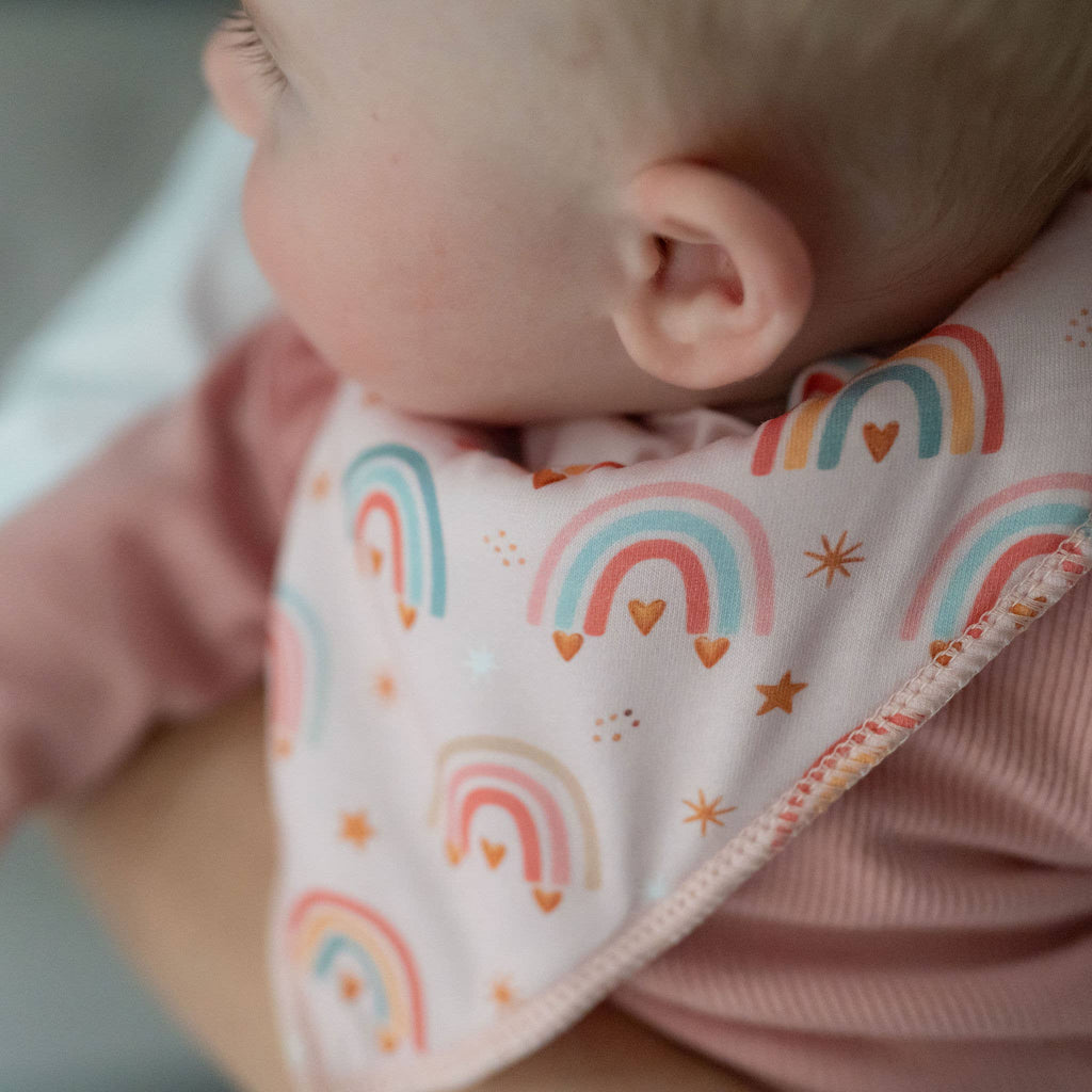 Ziggle Rainbow Bandana Bib | Soft Baby Girl Dribble Bib