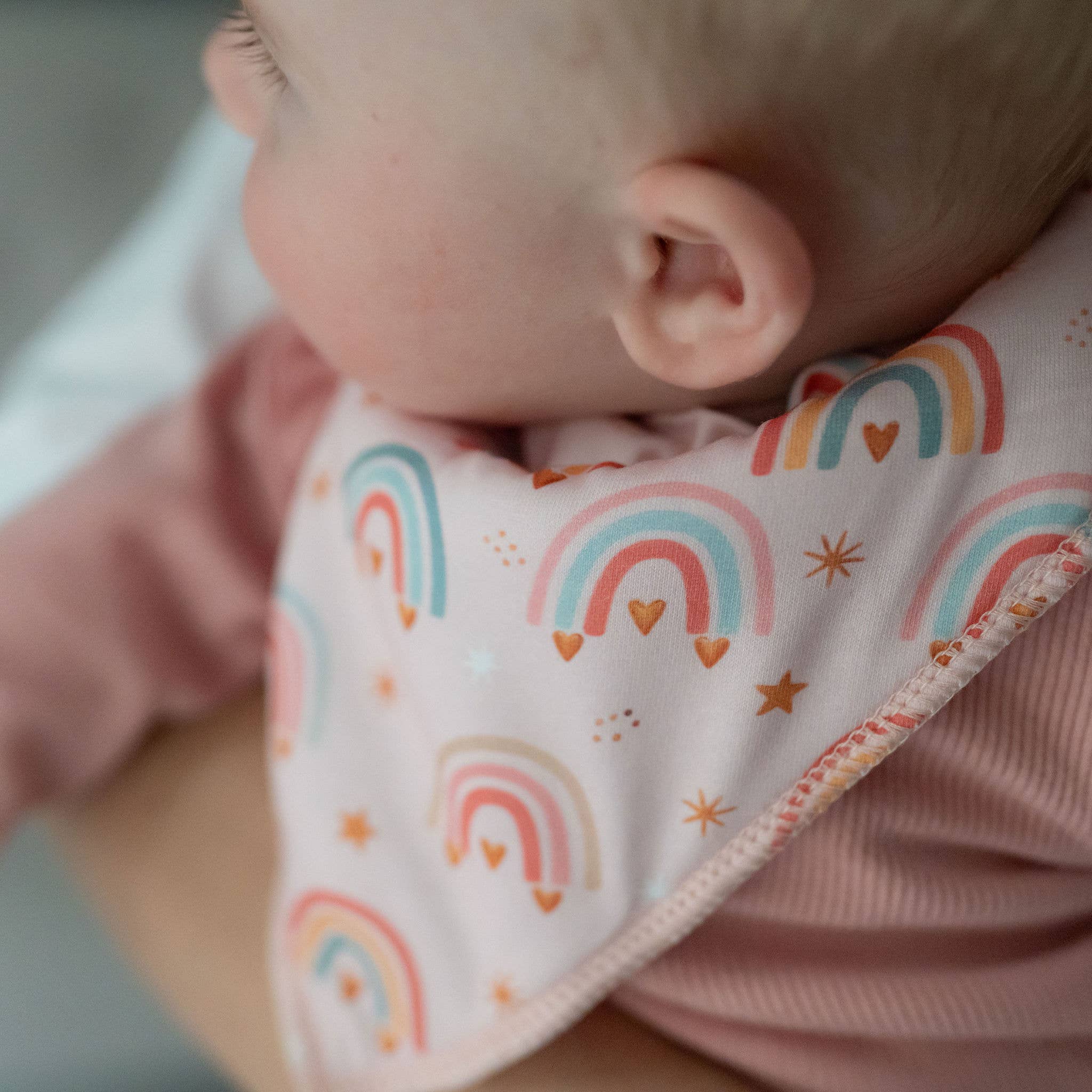 Ziggle Rainbow Bandana Bib | Soft Baby Girl Dribble Bib