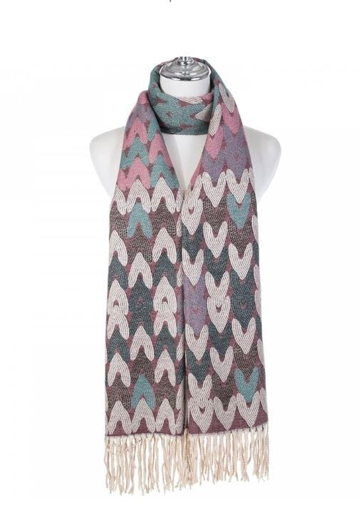 Pink Purple Heart soft feel winter scarf with heart design 