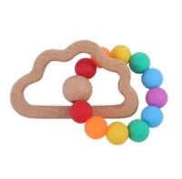 Silicone and Beech Baby Teethers - Assorted Colours