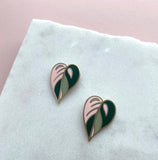Pink Leaf Enamel Earrings - Mica Peet