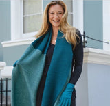 Teal Blue Block Coloured Winter Scarf