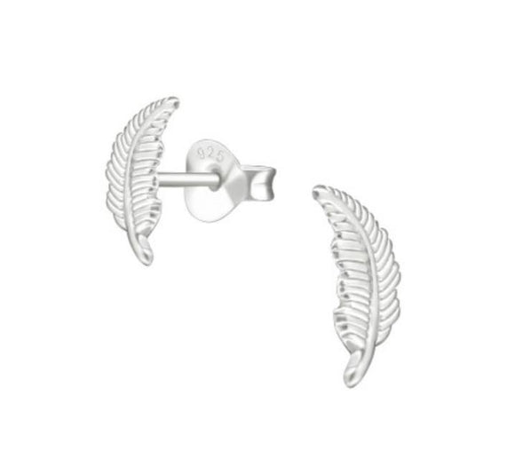 Feather Sterling Silver Ear Studs
