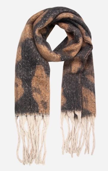 Neutral Large Leopard Print Heavyweight Scarf