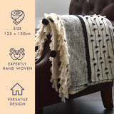 Nina Bobble Boho Throw - Scandi Monochrome Textured Blanket