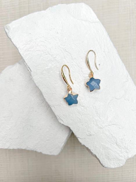 Agate Star Grey Gold Plated Earrings