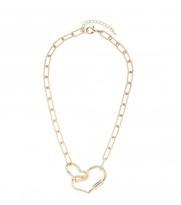 Gold Linked Interlocking Heart Necklace