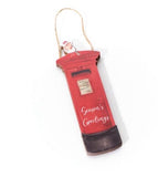 Christmas Robin Postbox Wooden Hanging Decoration
