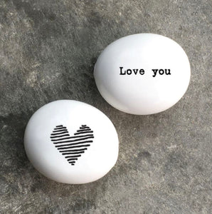 'Love you' round porcelain pebble - East of India