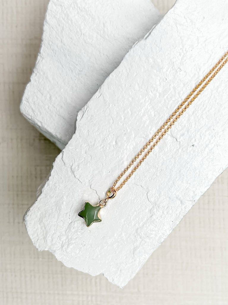 Aventurine Star Gold Plated Gemstone Crystal Necklace