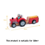 Farm - Wooden Tractor and Trailer Toy (with bales) - Jumini