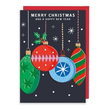 Merry Christmas Baubles Greeting Card