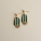Sunny Stripe Forest & Apple Green Drop Earrings