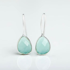 Silver Crystal Earrings Aqua