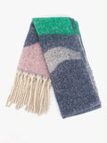 Navy/Green Wave Colour Block Heavyweight Scarf