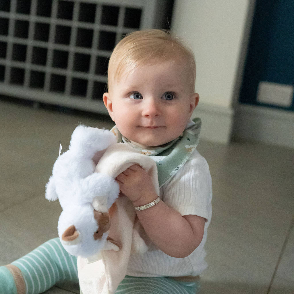 Lamb Newborn Comforter — Soft Cream Baby Security Blanket Taggie Toy