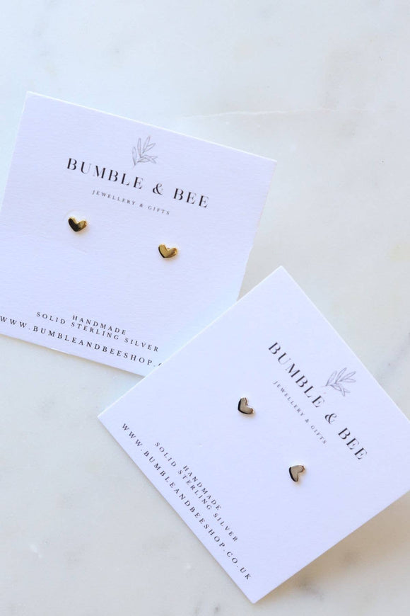 Little Heart Studs in gold and silver 