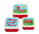 Set Of 3 Children's Snack Boxes - Sausage Dog Design from Rex London