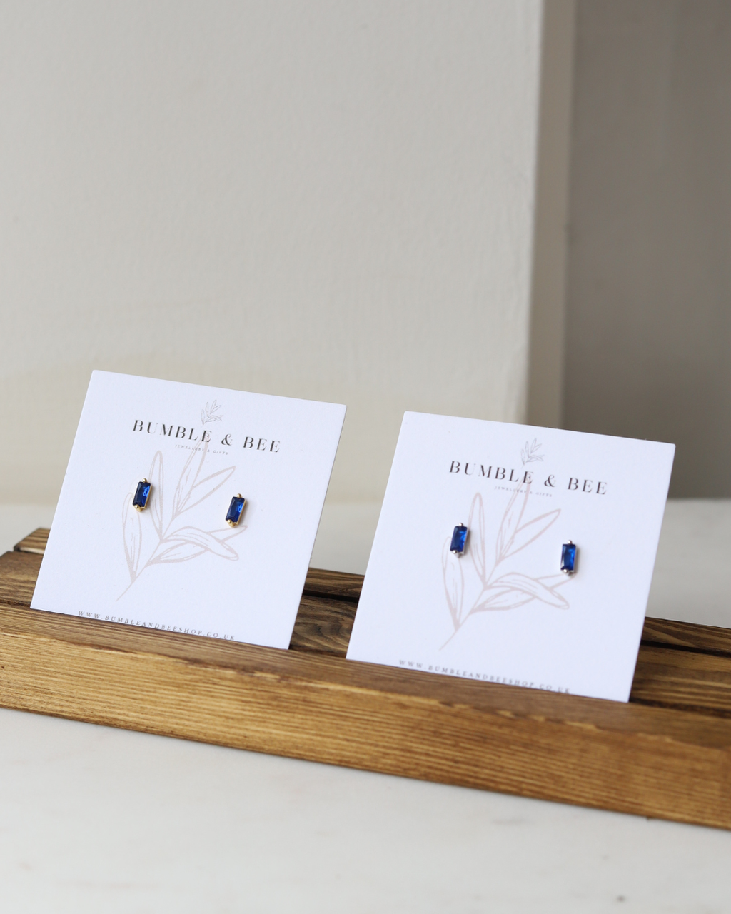 Rectangle Sparkle Stud Earrings in Sterling Silver/ Gold