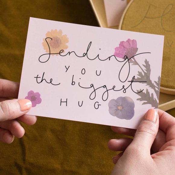'Sending you the Biggest Hug' Floral Postcard