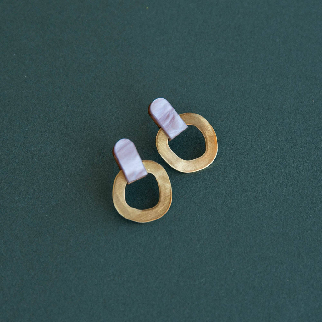 Around Brass Stud Earrings
