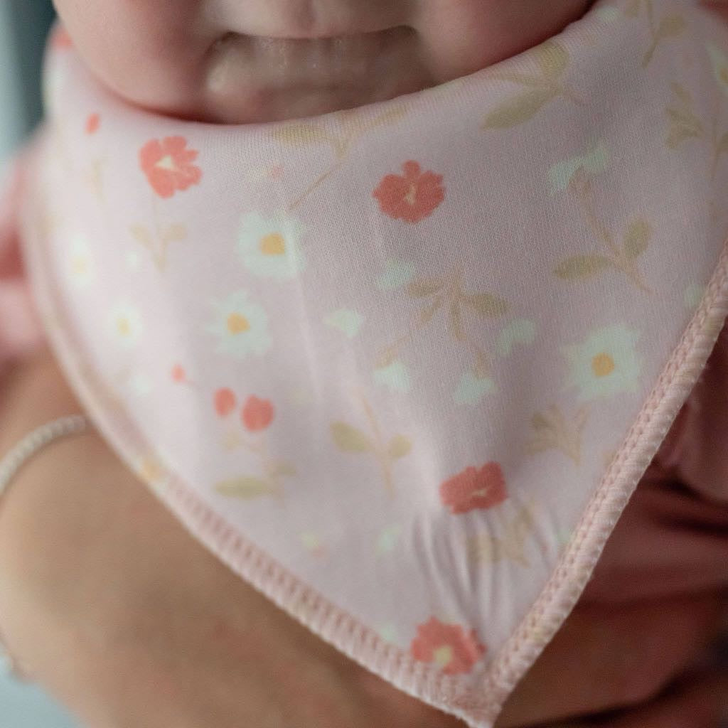 Ziggle Floral Baby Bandana Bib | Ditsy Daisy Dribble Bib Girl