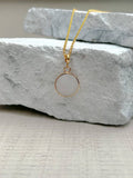 Jade White Round Gold Plated Gemstone Crystal Necklace