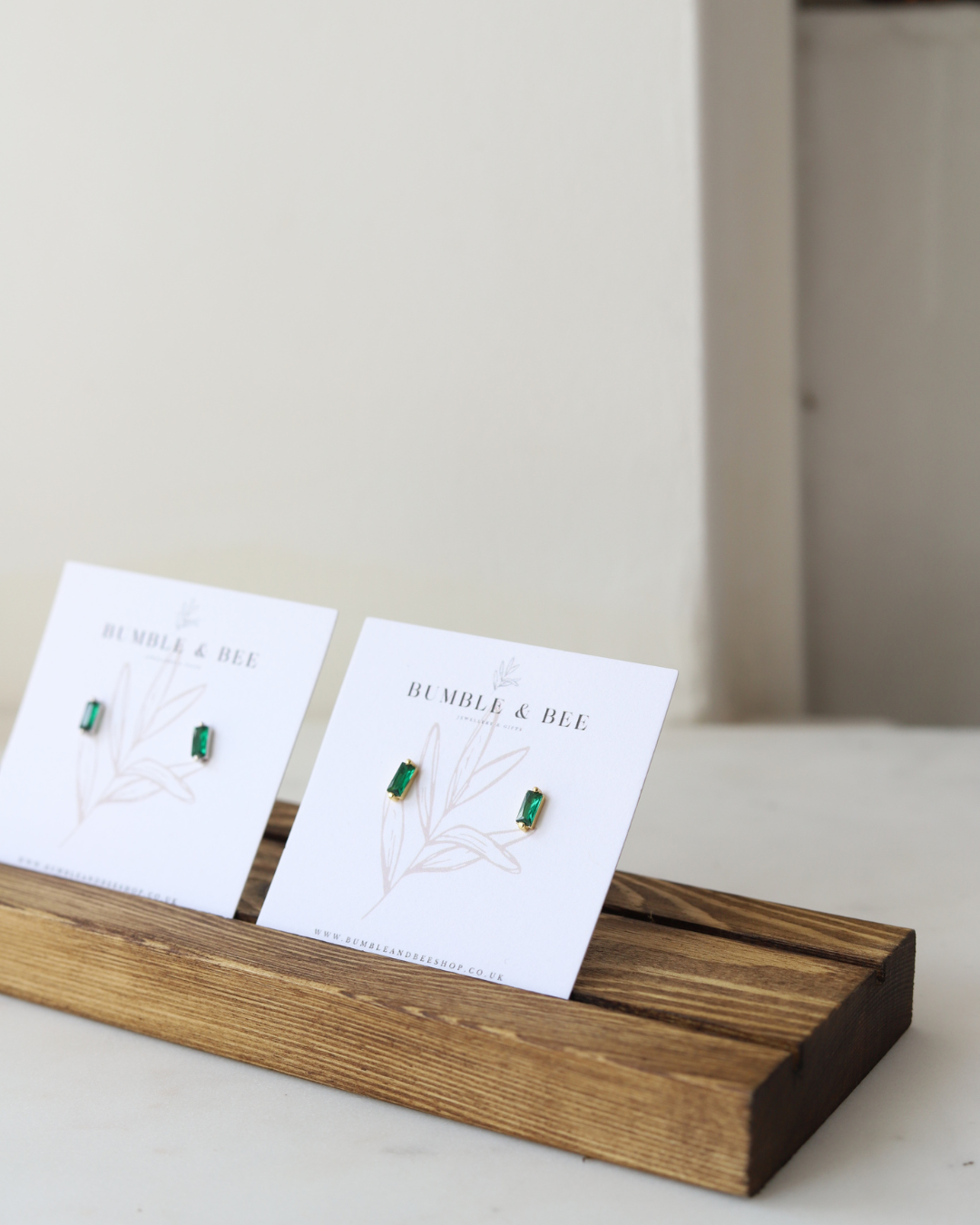 Rectangle Sparkle Stud Earrings in Sterling Silver/ Gold